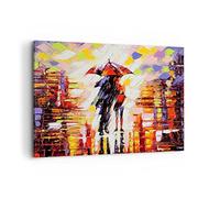 ARTTOR Impression sur Toile Moderne 100x70 cm Personnes Paysages - 3527 | Marcher Amoureux Moderne Tableau Décoratif Grand Décoration Murale Art Mural Toile Imprimée Salon Chambre Cuisine ARTTOR