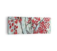 ARTTOR Impression sur Toile Moderne 140x50 cm Botanique Nature - 4508 | Feuilles Succursales Rouge Moderne Tableau Décoratif Grand Décoration Murale Art Mural Toile Imprimée Salon Chambre ARTTOR