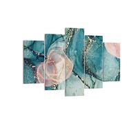 ARTTOR Impression sur Toile Moderne 150x100 cm Abstrait - 4817 | Liquide Doré Rose Moderne Tableau Décoratif Grand Décoration Murale Art Mural Toile Imprimée Salon Chambre Cuisine ARTTOR
