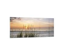 Moderne Impression sur Verre 100x40cm Image Tableau en Verre Decoration Murale Ouest Le Soleil Plage Grand Tableaux Decoratifs Muraux Chambre Cuisine Panoramique Deco Cadre Salon Art GAB100x40-4201