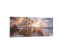 ARTTOR Impression sur Verre Moderne 100x40cm Paysages Maritime - 4710 | Ouest Sur La plage Moderne Tableau Décoratif Décoration Murale Art Mural Verre Trempé Salon Chambre Design Moderne ARTTOR