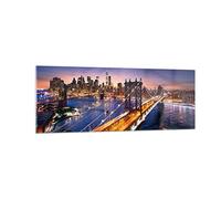 ARTTOR Impression sur Verre Moderne 140x50cm Architecture Villes - 2820 | New York USA Amérique Moderne Tableau Décoratif Grand Décoration Murale Art Mural Verre Trempé Salon Design Moderne ARTTOR