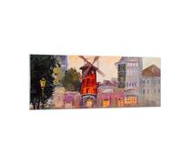ARTTOR Impression sur Verre Moderne 140x50cm Architecture Villes - 5216 | Paris Ventilateur Moulin Moderne Tableau Décoratif Grand Décoration Murale Art Mural Verre Trempé Salon Design Moderne ARTTOR