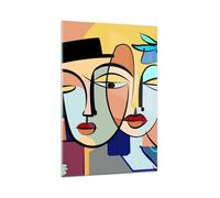 ARTTOR Impression sur Verre Moderne 70x100 cm Abstrait Personnes - 5764 | Visages Modernité Cubisme Moderne Tableau Décoratif Grand Décoration Murale Verre Trempé Salon Chambre Cuisine ARTTOR