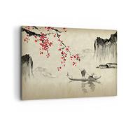 ARTTOR Moderne Impression sur Toile 100x70cm Image Tableau Decoration Murale Fleur Cerises Japon Grand Tableaux Decoratifs Muraux Chambre Horizontal Deco Cadre Décoration Salon Art Wall AA100x70-5020