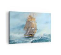 ARTTOR Moderne Impression sur Toile 100x70cm Image Tableau Decoration Murale Mer Bateau Nautique Grand Tableaux Decoratifs Muraux Chambre Horizontal Deco Cadre Décoration Salon Art Wall AA100x70-5541
