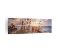 ARTTOR Moderne Impression sur Toile 160x50cm Image Tableau Decoration Murale Ouest sur la plage Grand Tableaux Decoratifs Muraux Chambre Panoramique Deco Cadre Décoration Salon Art Wall AB160x50-4710