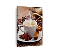 Impression sur Toile 70x100cm Tableaux Image Café noir petit déjeuner chocolat