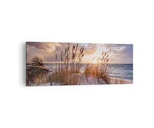 ARTTOR Moderne Impression sur Toile Ouest sur la plage Image Tableau Decoration Murale 140x50cm Deco Cadre Décoration Salon Chambre Panoramique Grand Tableaux Decoratifs Muraux Art Wall AB140x50-4710
