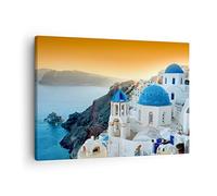 ARTTOR Moderne Impression sur Toile Santorin Grèce vacances île Image Tableau Decoration Murale 70x50cm Deco Cadre Décoration Salon Chambre Horizontal Tableaux Decoratifs Muraux Art Wall AA70x50-2529
