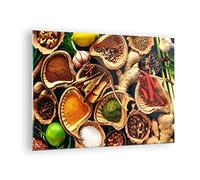 ARTTOR Moderne Impression sur Verre nourriture herbes épices Image Tableau en Verre Decoration Murale 70x50cm Deco Cadre Salon Chambre Horizontal Petit Tableaux Decoratifs Muraux Art GAA70x50-2844