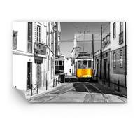 ARTTOR Papier Peint 200x140 cm Standard Architecture Noir et Blanc 4977 | Tranvía Portugal Lisboa Photo Murale Moderne Décoration Wallpaper Design Salon Chambre Papier Peint Mural ARTTOR