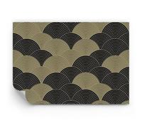 ARTTOR Papier Peint Panoramique en vinyle Premium Sand - Noir Et Or Cercles Graphiques - 100x70 cm - Revêtement mural décoration Moderne Décoration Wallpaper Photo Salon Chambre - WF2AA100x70-4880
