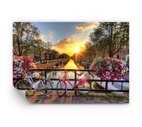 ARTTOR Papier Peint Vinyle 150x105 cm Premium Canvas Fleurs Villes 3081