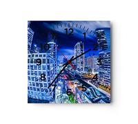 ARTTOR Pendule Murale Moderne Carrée 30x30 cm Architecture Villes - 2457