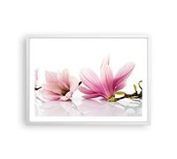 ARTTOR Poster Cadre Blanc 70x50 cm Affiche Botanique Fleurs - 2641 - P2W | Magnolia Fleur Nature Poster Mural Moderne Décoratif Art Mural Impression d'Art Salon Chambre Tableau Décoration ARTTOR