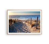 ARTTOR Poster Cadre Chêne 100x70 cm Affiche Paysages Maritime - 3612 - P2N | Mer Plage Dune Poster Mural Moderne Décoratif Art Mural Impression d'Art Salon Chambre Cuisine Tableau Décoration ARTTOR
