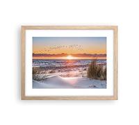 ARTTOR Poster Cadre Chêne 40x30 cm Affiche Paysages Maritime - 4727 - P2N | Soleil Plage Oiseaux Poster Mural Moderne Décoratif Art Mural Impression d'Art Salon Chambre Tableau Décoration ARTTOR