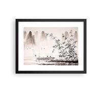 ARTTOR Affiche Decoration Murale bambou noir porcelaine Moderne Poster Cadre Noir 40x30cm Deco Affiches Murales Tableau Decoration Salon Chambre Cuisine Wall Art Design Decor P2BAA40x30-3116
