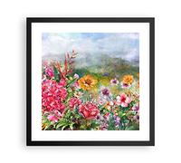 ARTTOR Affiche Decoration Murale fleur été nature Moderne Poster Cadre Noir 40x40cm Deco Affiches Murales Tableau Decoration Salon Chambre Cuisine Wall Art Design Decor P2BAC40x40-3843