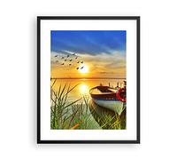 ARTTOR Poster Cadre Noir 40x50 cm Affiche Paysages Maritime - 3053 - P2B | Bateau Lac Ouest Poster Mural Moderne Décoratif Art Mural Impression d'Art Salon Chambre Cuisine Tableau Décoration ARTTOR