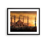 ARTTOR Poster Cadre Noir 50x40 cm Affiche Architecture Villes - 2846 - P2B | Ouest Soleils Istanbul Poster Mural Moderne Décoratif Art Mural Impression d'Art Salon Chambre Tableau Décoration ARTTOR