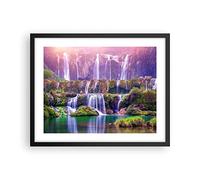 ARTTOR Poster Cadre Noir 50x40 cm Affiche Paysages Nature - 3893 - P2B | Cascade Poster Mural Moderne Décoratif Art Mural Impression d'Art Salon Chambre Cuisine Tableau Décoration Décoratif ARTTOR