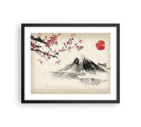 ARTTOR Poster Cadre Noir 50x40 cm Affiche Paysages Nature - 4513 - P2B | Aquarelle asiatique Paysage Poster Mural Moderne Décoratif Art Mural Impression d'Art Salon Chambre Tableau Décoration ARTTOR
