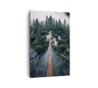 ARTTOR Suspendu Pont Forêt Moderne Impression sur Toile 80x120cm Image Tableau Decoration Murale Chambre Cuisine Vertical Art Wall Decor Design Grand Tableaux Decoratifs Muraux