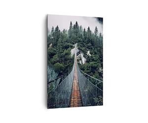 ARTTOR Suspendu Pont Forêt Moderne Impression sur Toile 80x120cm Image Tableau Decoration Murale Chambre Cuisine Vertical Art Wall Decor Design Grand Tableaux Decoratifs Muraux