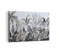 ARTTOR Tableau Décoratif sur Toile 120x80 cm Afrique Botanique - 4662 | Jungle Animaux Toucans Impression sur Toile Grand Décoration Murale Art Mural Toile Imprimée Salon Chambre Cuisine ARTTOR