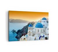 ARTTOR Tableau Décoratif sur Toile 120x80 cm Architecture Maritime - 2529 | Santorin Grèce Vacances Impression sur Toile Grand Décoration Murale Art Mural Toile Imprimée Salon Chambre Cuisine ARTTOR