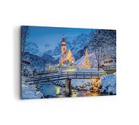 ARTTOR Tableau Décoratif sur Toile 120x80 cm Architecture Paysages - 4584 | De fête Église Neige Impression sur Toile Grand Décoration Murale Art Mural Toile Imprimée Salon Chambre Cuisine ARTTOR
