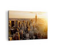 ARTTOR Tableau Décoratif sur Toile 120x80 cm Architecture Villes - 2672 | New York Gratte-ciel Manhattan Impression sur Toile Grand Décoration Murale Art Mural Toile Imprimée Salon Chambre ARTTOR