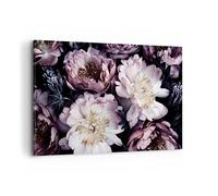 ARTTOR Tableau Décoratif sur Toile 120x80 cm Botanique Fleurs - 5076 | Pivoines Violettes Impression sur Toile Grand Décoration Murale Art Mural Toile Imprimée Salon Chambre Cuisine ARTTOR