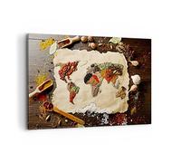 ARTTOR Tableau Décoratif sur Toile 120x80 cm Cuisine Carte du Monde - 2832