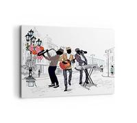 Deco Cadre Décoration Salon Musique instruments rue ville Moderne Impression sur Toile 120x80cm Image Tableau Decoration Murale Chambre Horizontal Art Wall Tableaux Decoratifs Muraux AA120x80-2933
