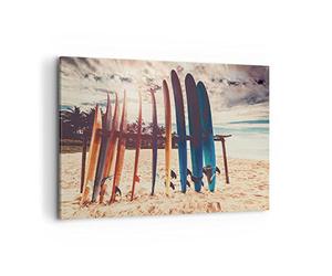 ARTTOR Tableau Décoratif sur Toile 120x80 cm Maritime Voyages - 4992 | Surf Plage Conseil Impression sur Toile Grand Décoration Murale Art Mural Toile Imprimée Salon Chambre Cuisine ARTTOR