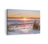 ARTTOR Tableau Décoratif sur Toile 120x80 cm Paysages Maritime - 4727 | Soleil Plage Oiseaux Impression sur Toile Grand Décoration Murale Art Mural Toile Imprimée Salon Chambre Cuisine ARTTOR