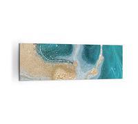 ARTTOR Tableau Décoratif sur Toile 160x50 cm Abstrait - 4969 | Turquoise Arrière-plan Doré Impression sur Toile Grand Décoration Murale Art Mural Toile Imprimée Salon Chambre ARTTOR