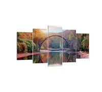 ARTTOR Tableau Décoratif sur Toile 160x85 cm Paysages Forêt - 4660 | Jardin Rhododendrons Pont Impression sur Toile Grand Décoration Murale Art Mural Toile Imprimée Salon Chambre Cuisine ARTTOR
