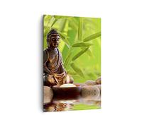 Deco Cadre Salon Bouddhisme Feng Shui Spa bambou Moderne Impression sur Toile 80x120cm Image Tableau Decoration Murale Chambre Cuisine Vertical Art Wall Grand Tableaux Decoratifs Muraux PA80x120-2392
