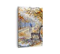 ARTTOR Tableau Décoratif sur Toile 80x120 cm Paysages Nature - 3000 | Chemin Banc Automne Impression sur Toile Grand Décoration Murale Art Mural Toile Imprimée Chambre Cuisine Salon ARTTOR