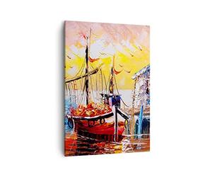 ARTTOR Tableau sur Toile Décoratif 50x70 cm Maritime Paysages - 3435 | Bateau Naviguer Mer Impression sur Toile Décoration Murale Art Mural Toile Imprimée Chambre Cuisine Salon ARTTOR