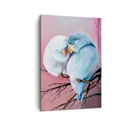 Moderne Impression sur Toile Oiseaux Bleu Branche Image Tableau Decoration Murale 50x70cm Deco Cadre Salon Chambre Cuisine Vertical Petit Tableaux Decoratifs Muraux Art Wall Decor Design PA50x70-5026