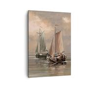 ARTTOR Tableau sur Toile Décoratif 50x70 cm Paysages Maritime - 3514 | Mer Bateau Pêcheur Impression sur Toile Décoration Murale Art Mural Toile Imprimée Chambre Cuisine Salon ARTTOR