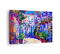 ARTTOR Tableau sur Toile Décoratif 70x50 cm Architecture Botanique - 2850 | Maison Fleurs Rue Impression sur Toile Décoration Murale Art Mural Toile Imprimée Salon Chambre Cuisine ARTTOR