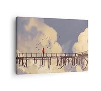 ARTTOR Tableau sur Toile Décoratif 70x50 cm Autres Personnes - 3200 | Nuages Pont Oiseaux Impression sur Toile Décoration Murale Art Mural Toile Imprimée Salon Chambre Cuisine ARTTOR