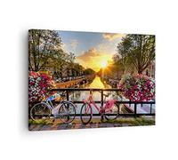 ARTTOR Tableau sur Toile Décoratif 70x50 cm Fleurs Villes - 3081