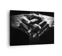 ARTTOR Tableau sur Toile Décoratif 70x50 cm Noir et Blanc Personnes - 4960 | Guitare Musicien Musique Impression sur Toile Décoration Murale Art Mural Toile Imprimée Salon Chambre Cuisine ARTTOR